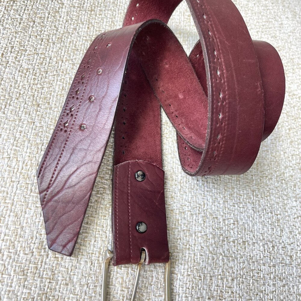 Unisex Belt Dark red leather belt size 42 L Handmade brown belt